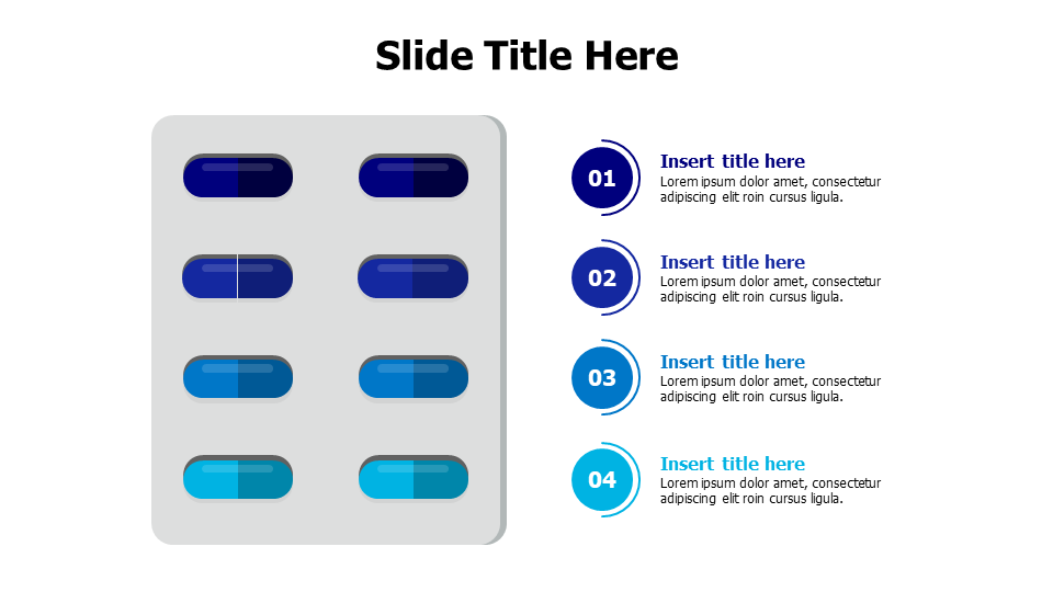 4 points with colored tablets tape infographic