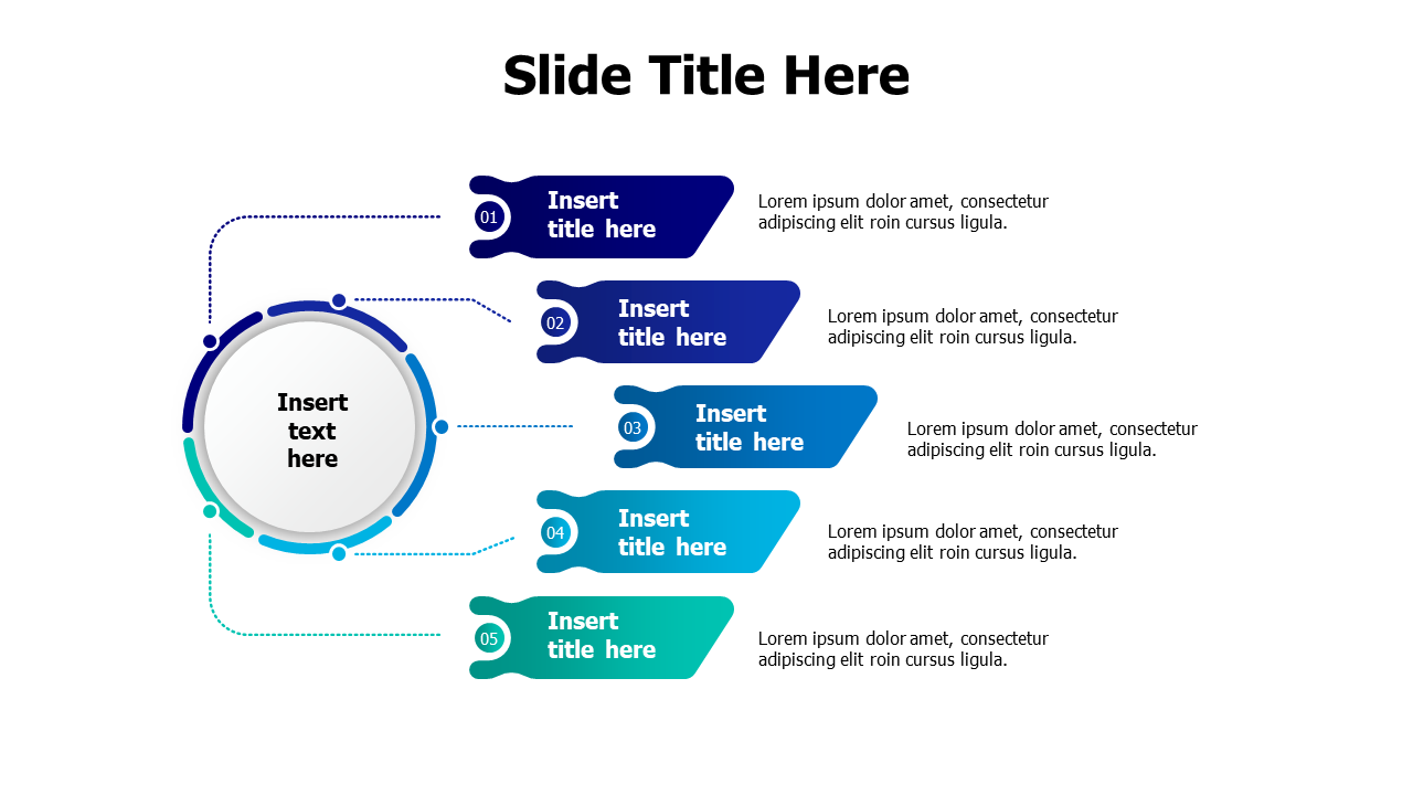 5 points branching with colored boxes infographic