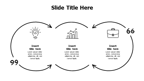 3 doodle quotes with arrows infographic