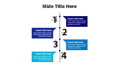 4 colored speech bubbles on a timeline with numbers infographic