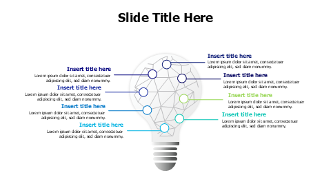 8 points connected web in a bulb infographic
