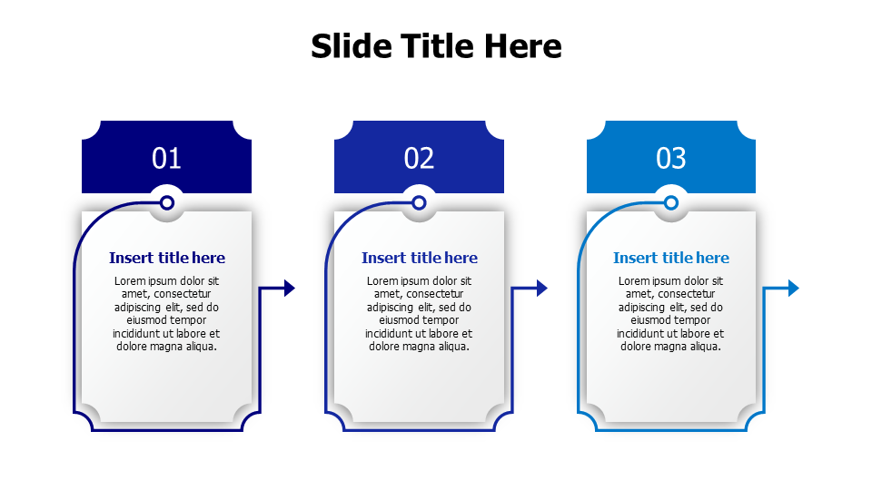 3 points outline shapes and colored titles infographic