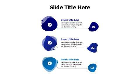 3 gradient organic shapes with lines and numbers infographic