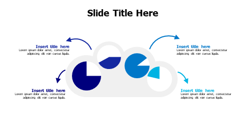 4 editable pie charts on a cloud infographic
