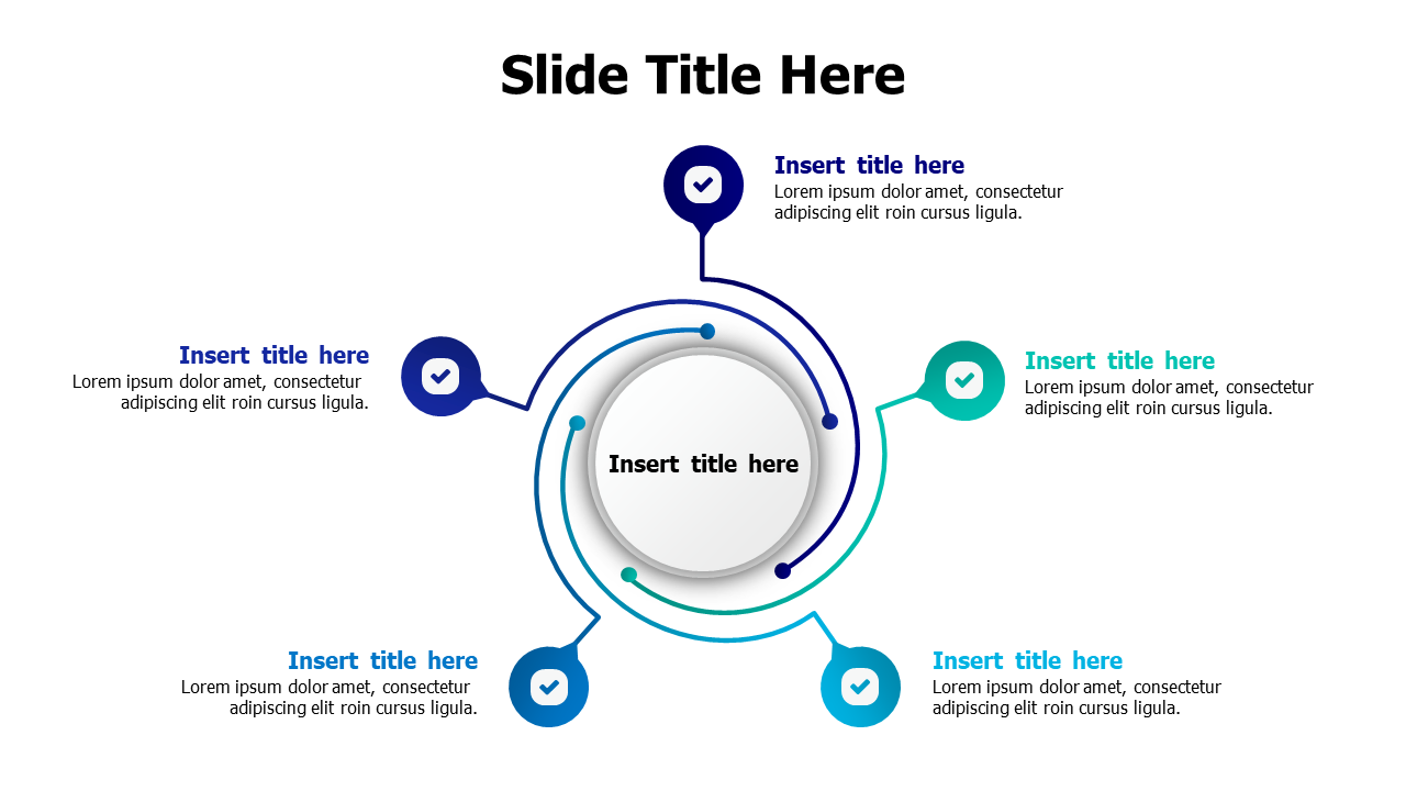 5 points twisted lines branching infographic