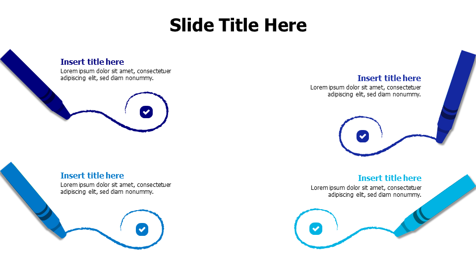 4 wax colors bencils drawing a line infographic