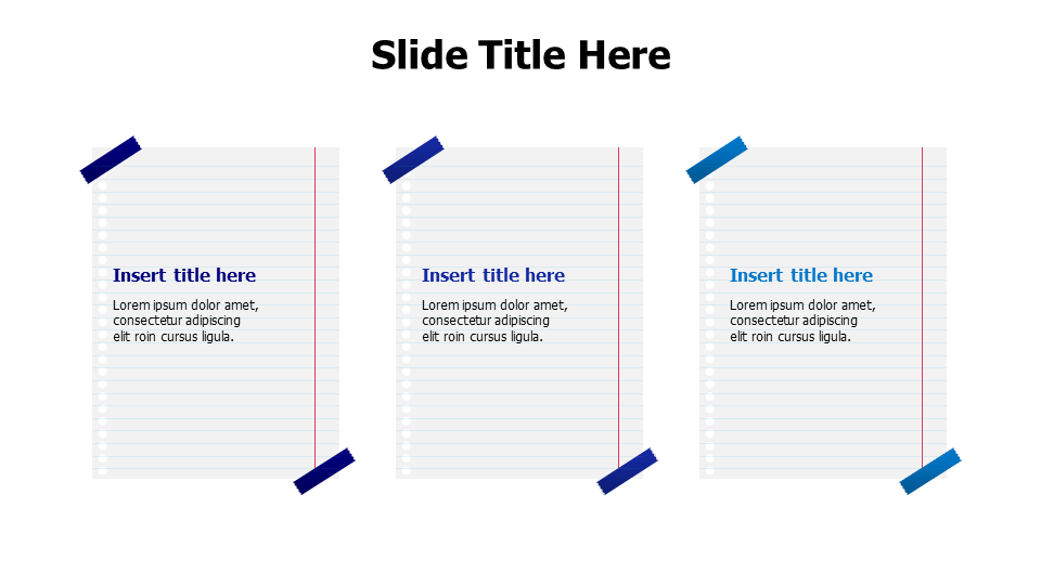 3 lined papers with sticky tapes