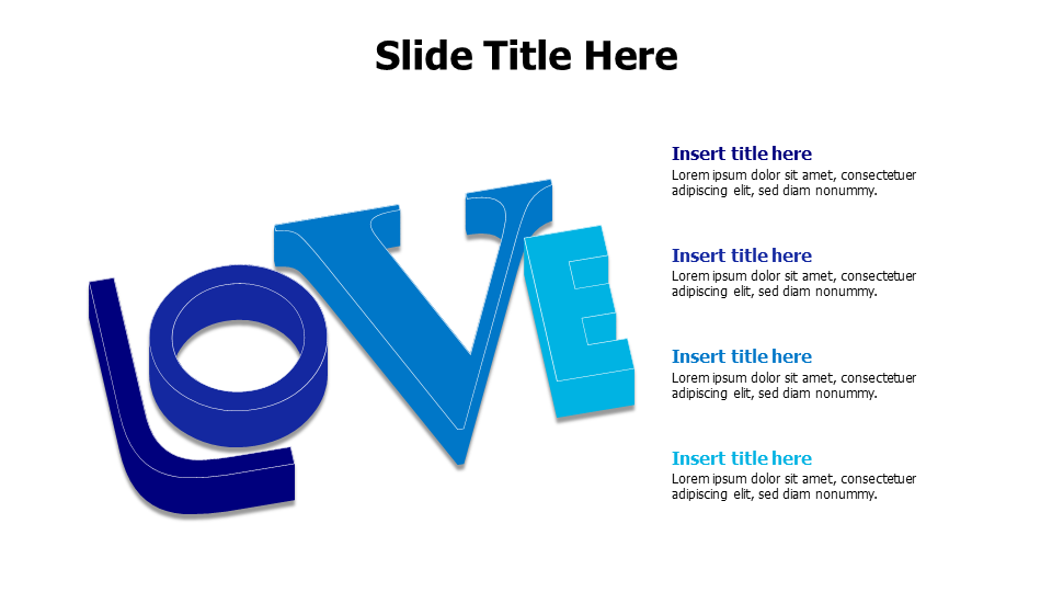 4 points LOVE 3D letters infographic