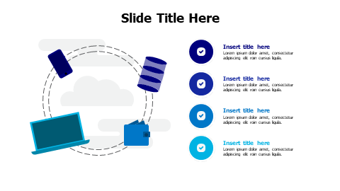 4 points colored software elements infographic with clouds