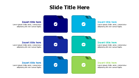 6 colored envelopes infographic with icons