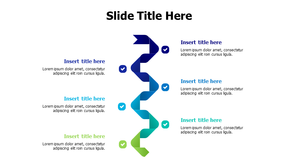 6 points 3D twisted stripes infographic