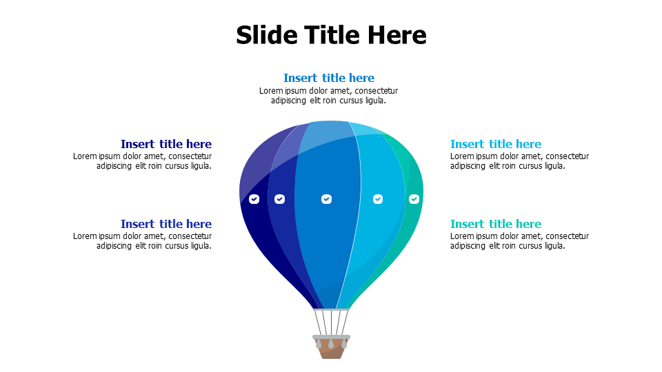 5 points colored hot aor balloon infographic with icons