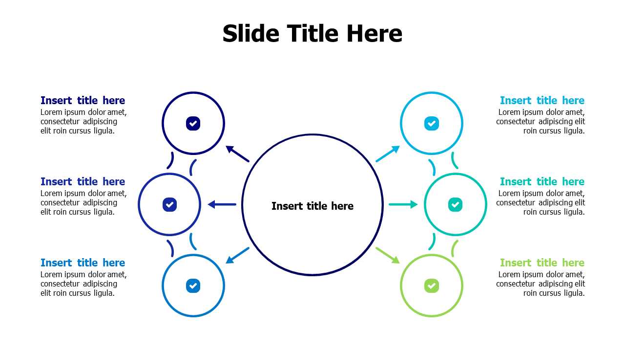 6 points outline circles infographic