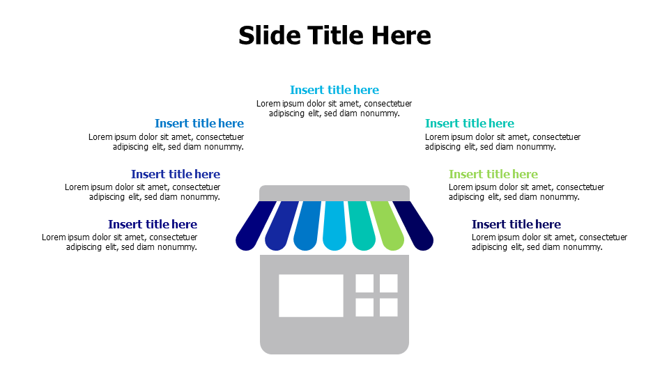 7 points colored stripes over a shop infographic