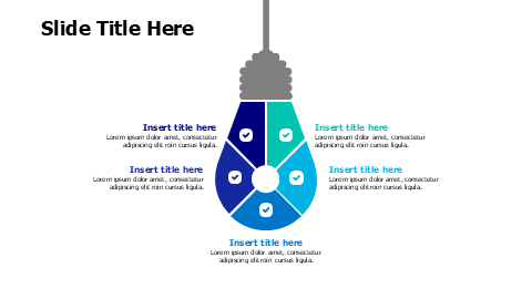 5 points colored divided hanging bulb infographic