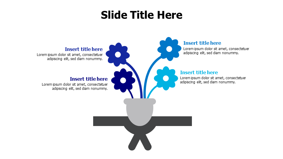 4 colored flowers from a vase infographic