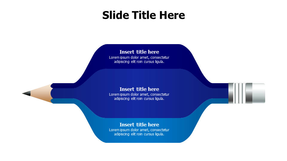 3 points colored wide bencil infographic