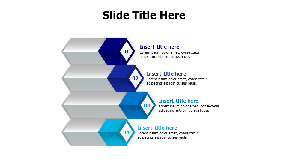 4 points 3D cubes with colored ending infographic