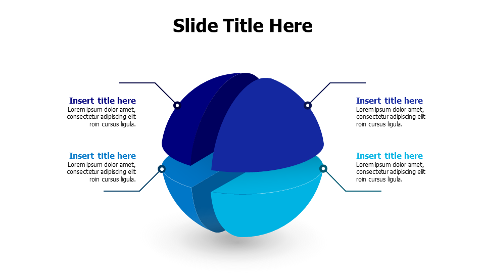 4 points 3D divided ball infographic
