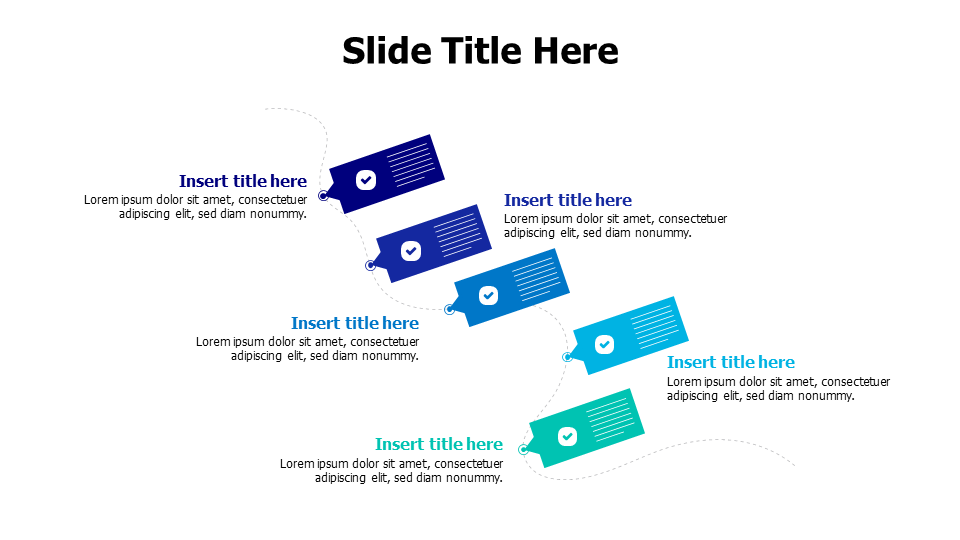 5 colored labels on a line infographic
