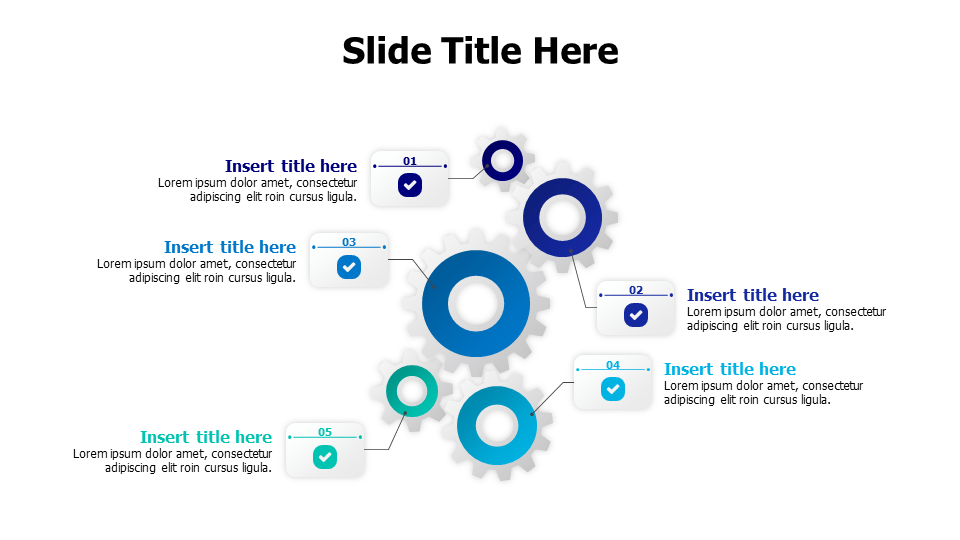 5 gears with web screens infographic
