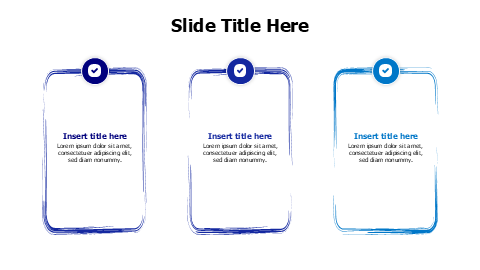 3 colored doodle frames with icons infographic