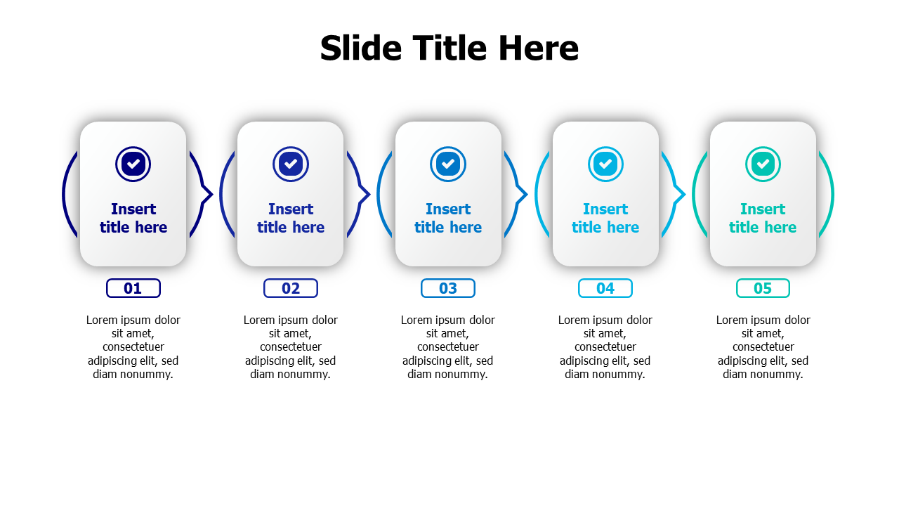 5 points boxes with circular background infographic