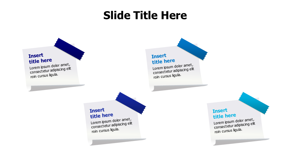 4 sticky notes with stick tapes