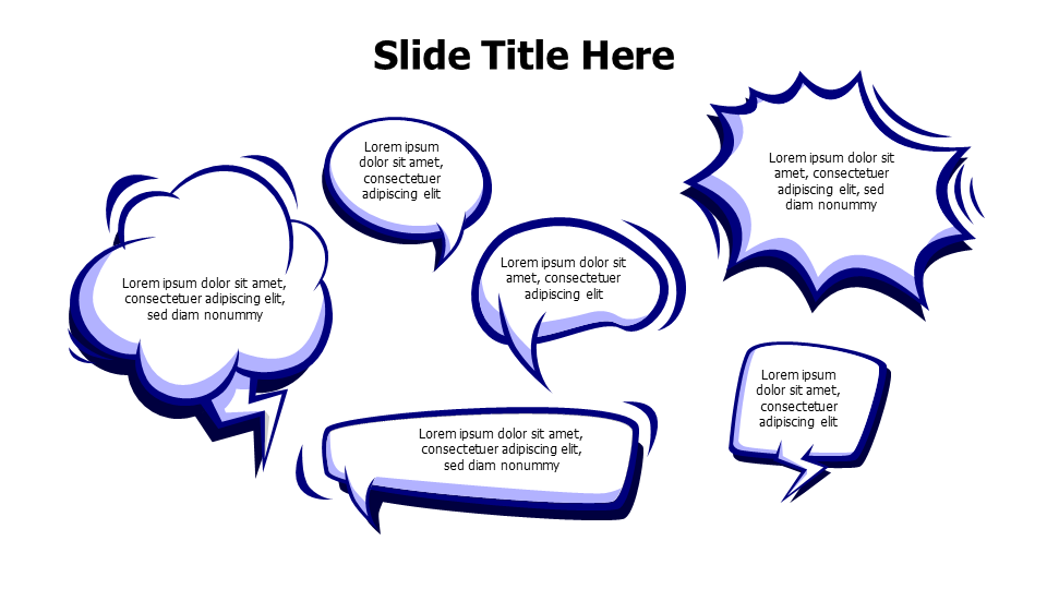 6 cartoonish Speech bubbles infographic