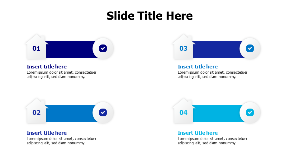 4 points colored stripes with houses infographic