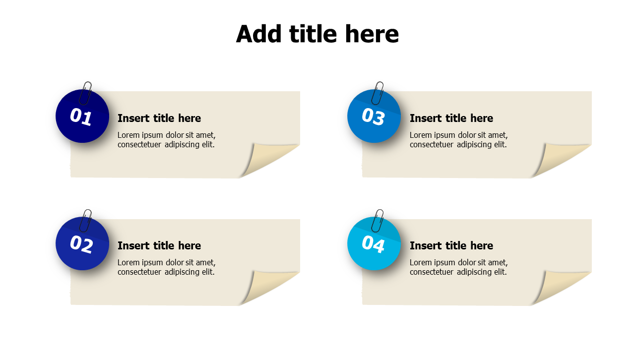 4 rectangle sticky notes with circles