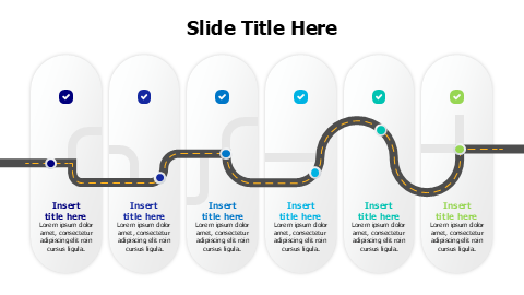 6 points roadmap infographic with icins