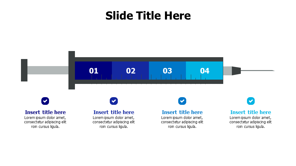 4 points from flat colored syringe infographic