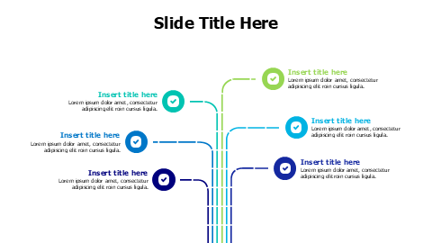 6 points colored dooted line with circles infographic