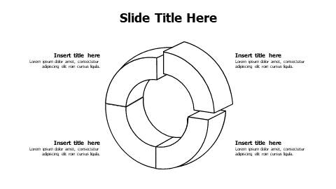 4 divided outline 3D doughnut chart infographic