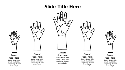 5 points outline raising human hands infographic