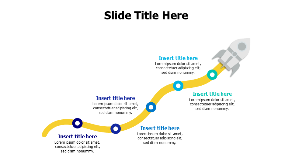 5 points on a curved fire line from a rocket infographic