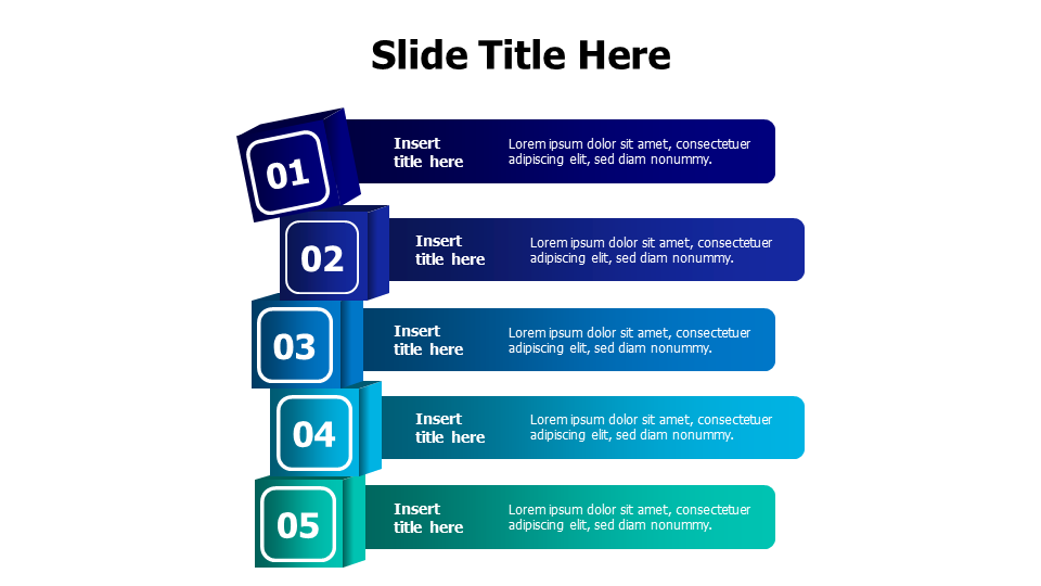 5 points cubes 3D infographic