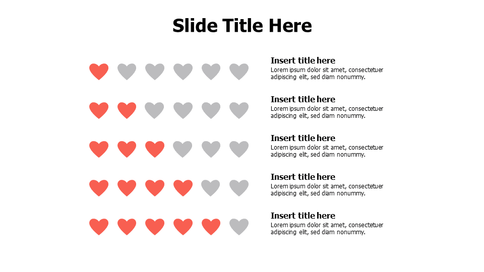 5 points editable red heart infographic