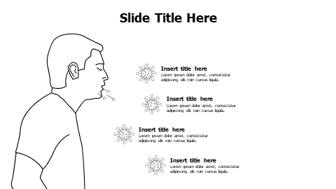 4 points outline coughing human and bacteria infographic