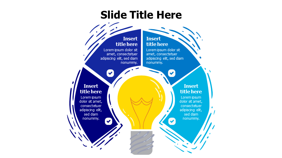 4 points circled bulbs infographics