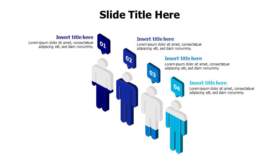 4 points 3D different fillings persons infographic