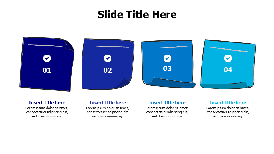 4 colored scratchy sticky notes infographic