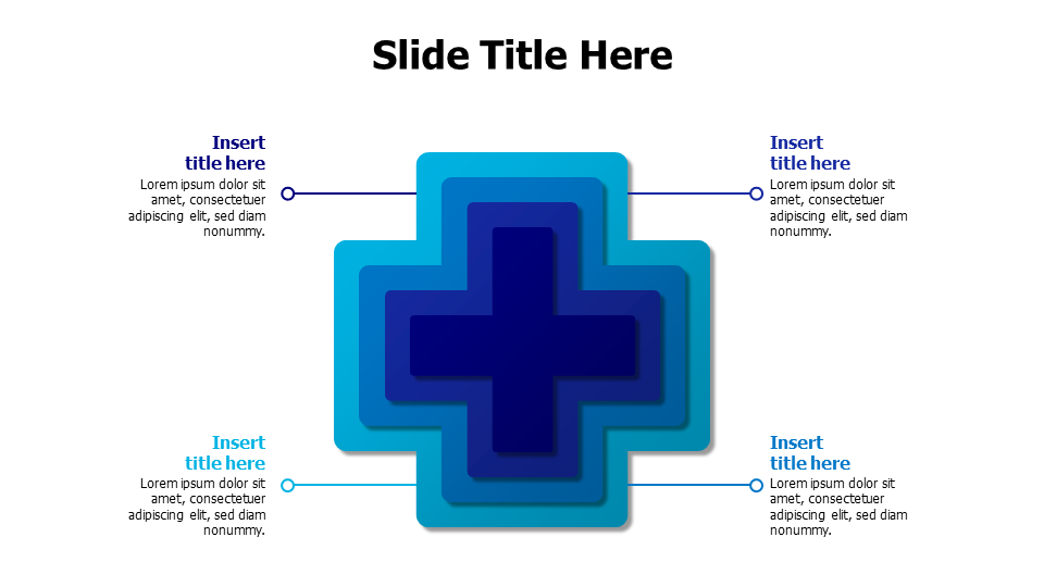 4 points overlayed cross shapes infographic