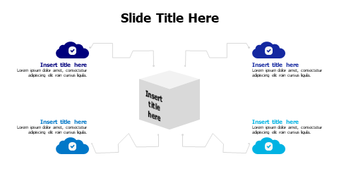 4 colored clouds out of a box infographic