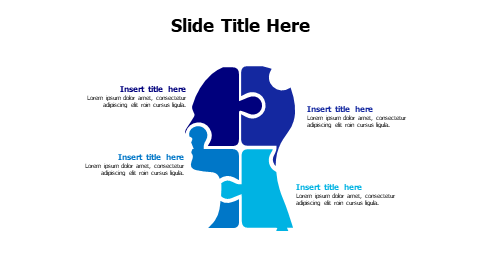 4 points human head colored puzzle infographic