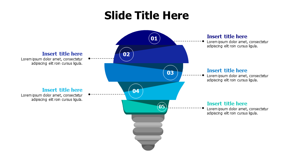 5 points geometric bulb infographic
