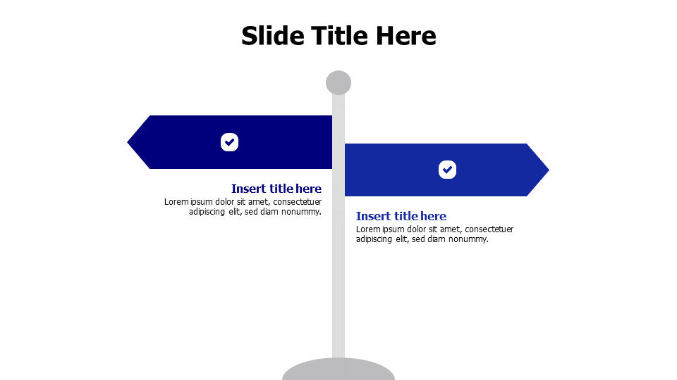 2 opposite road signs with icons infographic