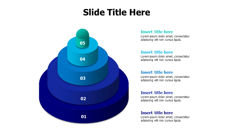 5 points growing 3D cylinder infographic