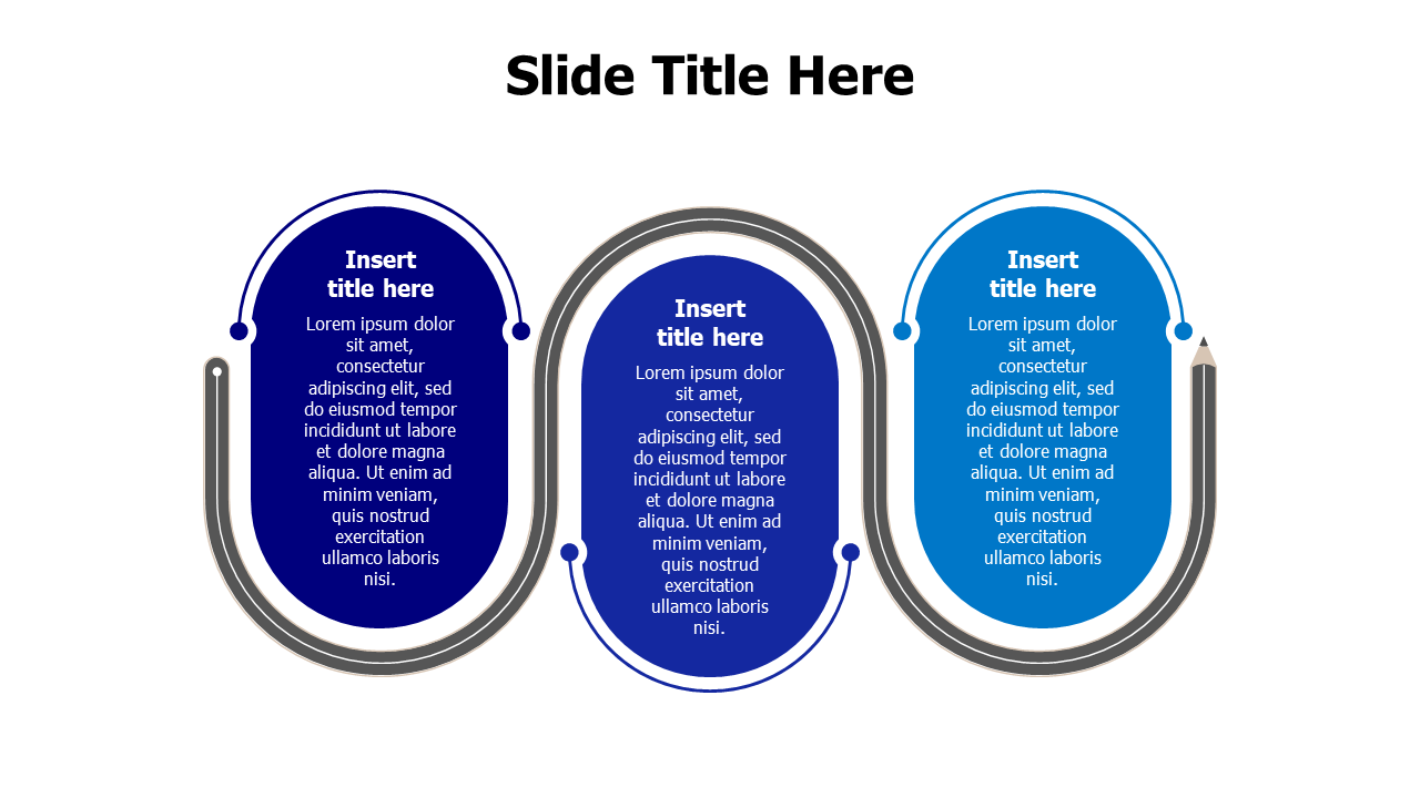 3 curved shapes with twisted bencil infographic